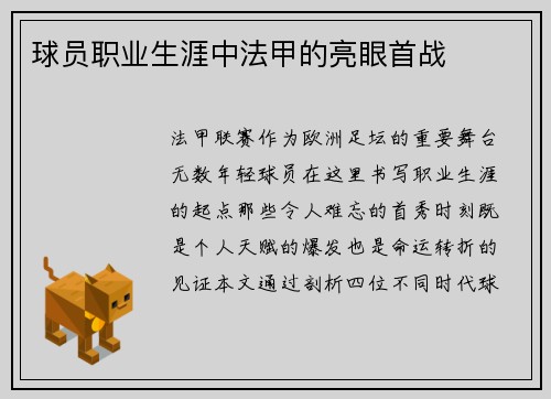 球员职业生涯中法甲的亮眼首战